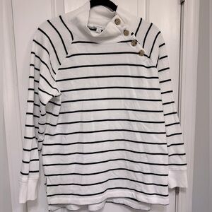 White with black stripe oversized J.Crew sweatshirt